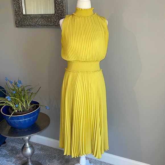 Nanette Lepore Dresses & Skirts - NANETTE LEPORE Dress pleated Sleeveless Yellow/Lime Size 4